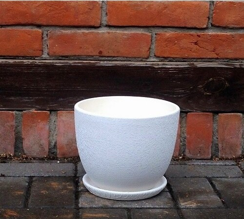 Doniczka Faktura okrągła biała