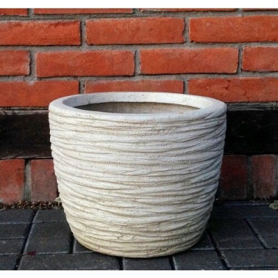 Donica ryflowana piaskowa biała