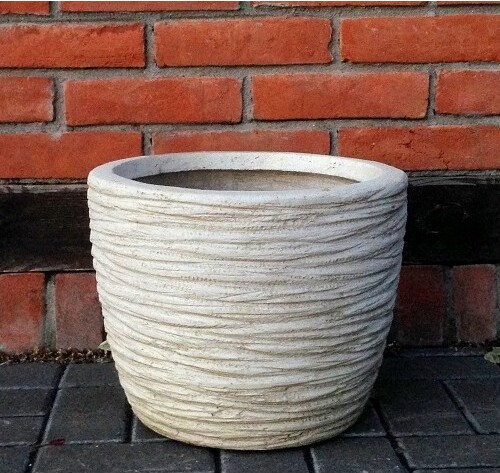 Donica ryflowana piaskowa biała