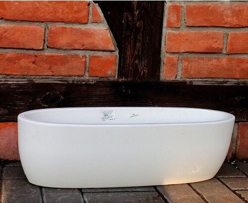 Donica włoska korytko owalne niskie białe matowe