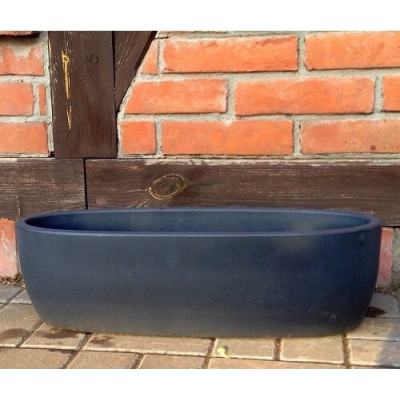 Donica włoska korytko owalne niskie antracytowe matowe