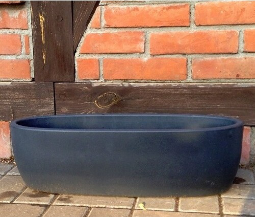 Donica włoska korytko owalne niskie antracytowe matowe